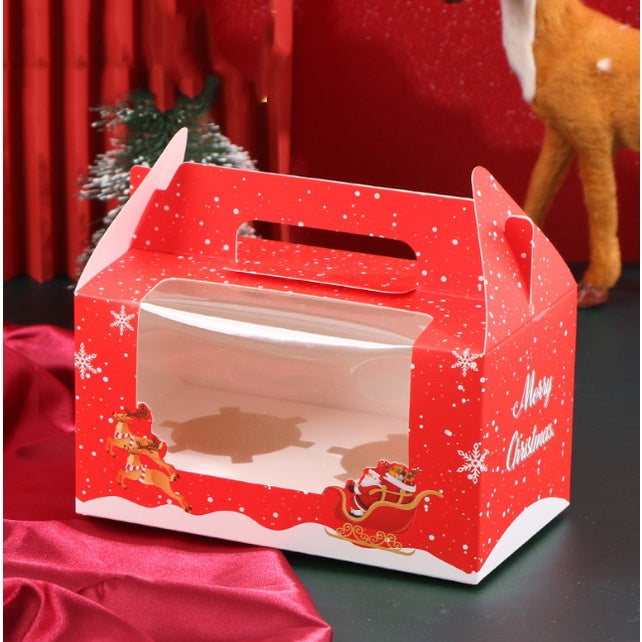 Cupcake pastry packaging box transparent window w/ handle and inner liner support