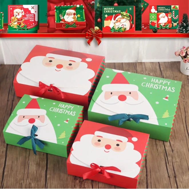 Christmas Gift Box (CLAMSHELL) Merry Christmas Paper Packaging Box Santa Claus Gift Box