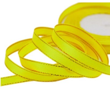 (25 Yards/roll) 6mm Gold Edge Ribbon Satin Ribbons Gift Packing Christmas Ribbons Wedding Party Deco