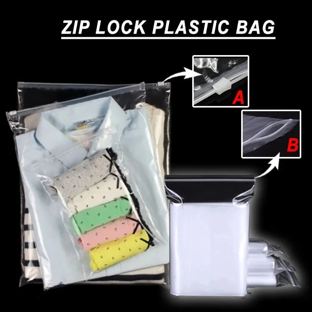 (50pcs) Ziplock Clear Plastic Packaging Bag for clothes | Waterproof Transparent Storage Bag